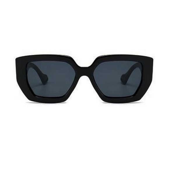 Oversized Retro Thick Square Black Frame Trendy Large Sunglasses for Men Women - Picture 4 of 9
